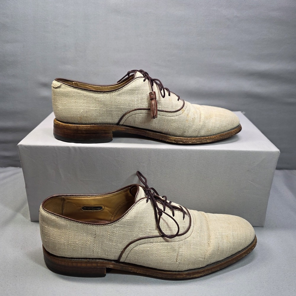 VINTAGE 1985 Allen Edmonds Hunter Mens Oxford Linen Shoes 8 Grey Made USA RARE